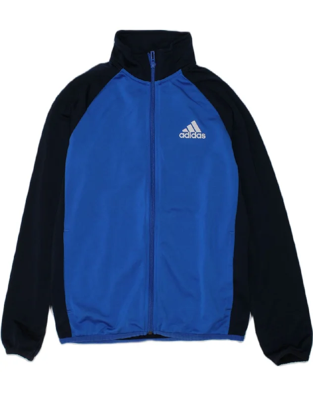 men's stylish black jackets -ADIDAS Boys Tracksuit Top Jacket 11-12 Years Blue Colourblock Polyester