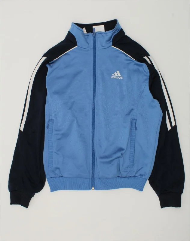 men's puffer jackets -ADIDAS Boys Tracksuit Top Jacket 11-12 Years Blue Colourblock Polyester