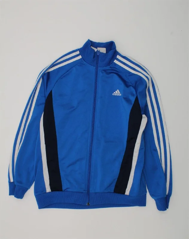 men's fleece jackets -ADIDAS Boys Tracksuit Top Jacket 11-12 Years Blue Polyester