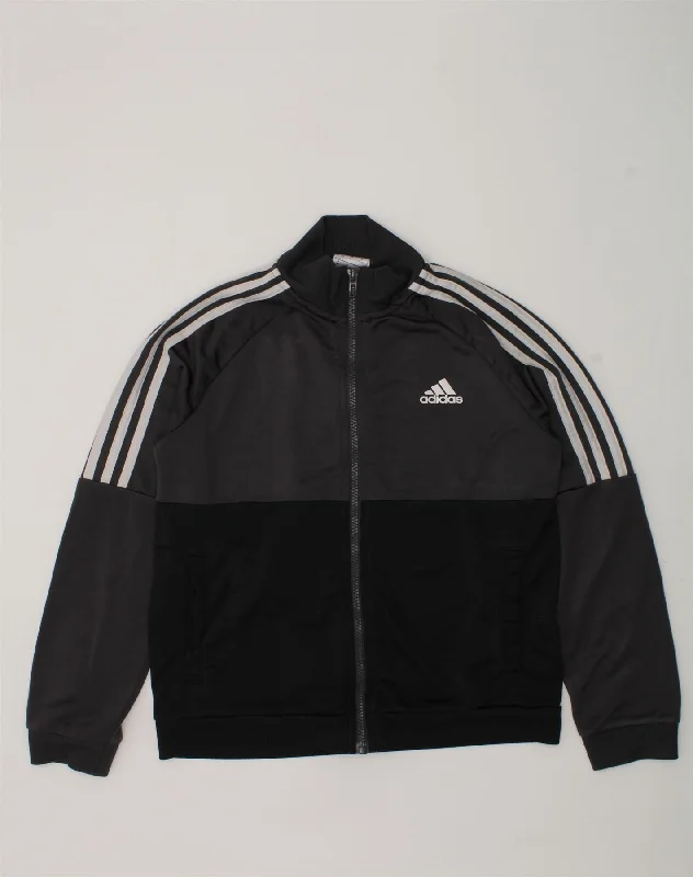 men's professional jackets -ADIDAS Boys Tracksuit Top Jacket 11-12 Years Grey Colourblock Polyester