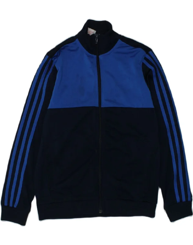 men's warm jackets for fall -ADIDAS Boys Tracksuit Top Jacket 11-12 Years Navy Blue Colourblock