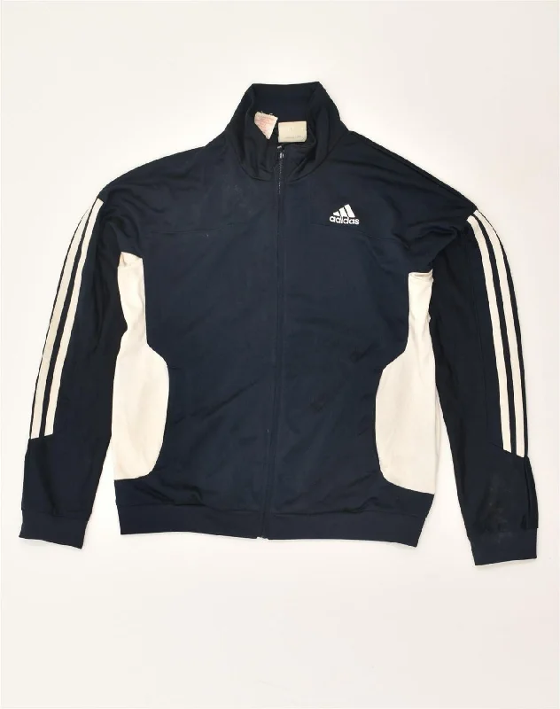 men's warm and insulated jackets -ADIDAS Boys Tracksuit Top Jacket 11-12 Years Navy Blue Polyester