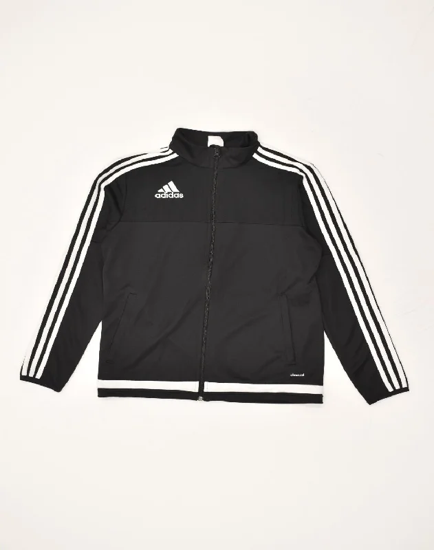 men's lightweight windbreakers -ADIDAS Boys Tracksuit Top Jacket 13-14 Years Black Polyester