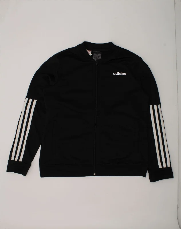 men's sports jackets for work -ADIDAS Boys Tracksuit Top Jacket 13-14 Years Black Polyester