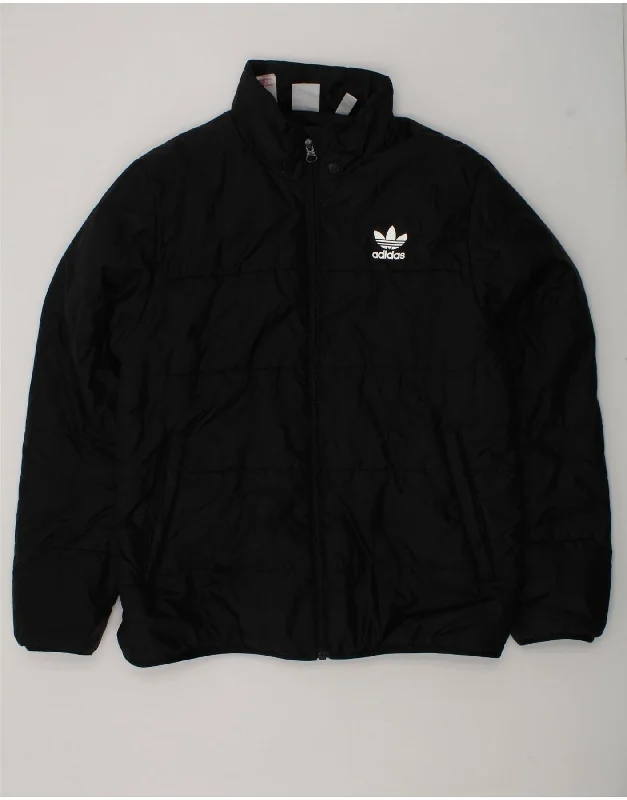 men's softshell jackets -ADIDAS Boys Tracksuit Top Jacket 13-14 Years Black Polyester