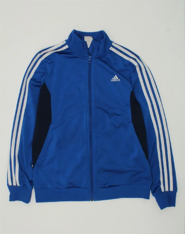 men's wool jackets -ADIDAS Boys Tracksuit Top Jacket 13-14 Years Blue Polyester