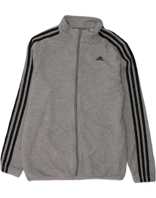 men's windbreaker jackets -ADIDAS Boys Tracksuit Top Jacket 13-14 Years Grey Cotton