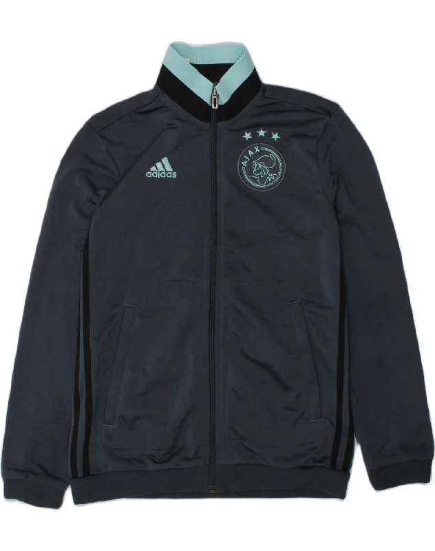 men's jacket for autumn wear -ADIDAS Boys Tracksuit Top Jacket 13-14 Years Grey Polyester