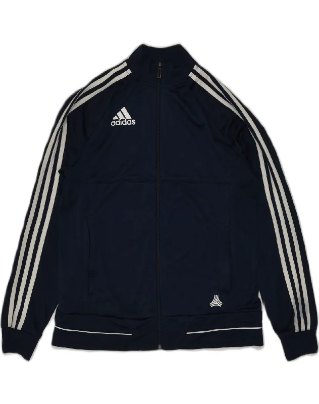 men's denim jackets -ADIDAS Boys Tracksuit Top Jacket 13-14 Years Navy Blue Polyester