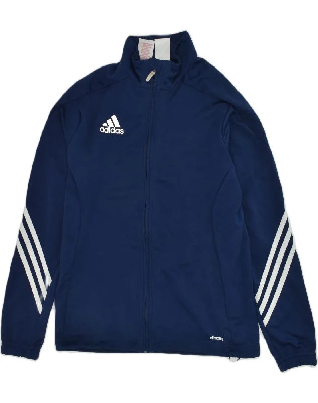 men's softshell jackets -ADIDAS Boys Tracksuit Top Jacket 13-14 Years Navy Blue Polyester