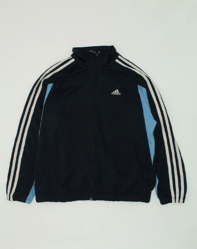 men's classic leather jackets -ADIDAS Boys Tracksuit Top Jacket 13-14 Years Navy Blue Polyester