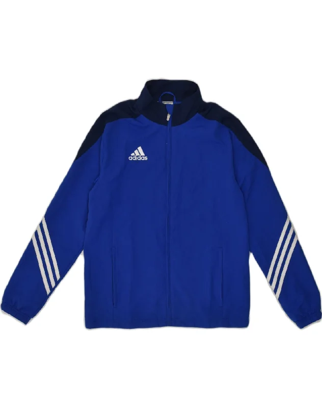 men's outdoor jackets -ADIDAS Boys Tracksuit Top Jacket 13-14 Years XL Blue Colourblock Polyester