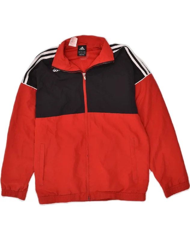 men's insulated jackets for snow -ADIDAS Boys Tracksuit Top Jacket 15-16 Years Red Colourblock Polyester