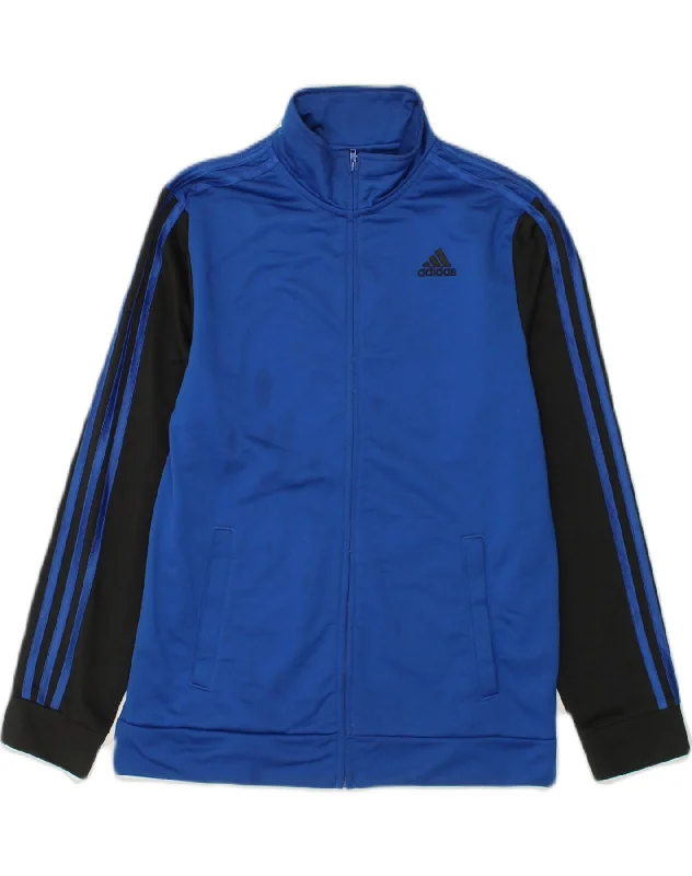 men's work jackets -ADIDAS Boys Tracksuit Top Jacket 15-16 Years XL Blue Colourblock Polyester