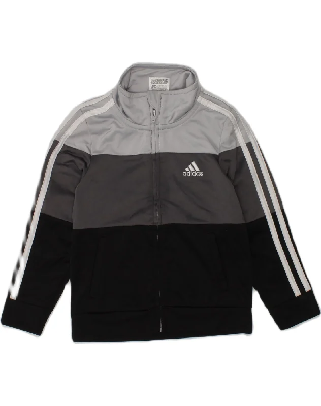 men's travel jackets -ADIDAS Boys Tracksuit Top Jacket 2-3 Years Grey Colourblock Polyester