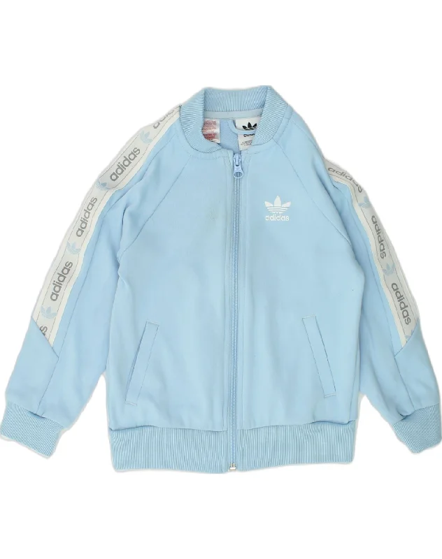 men's down-filled jackets -ADIDAS Boys Tracksuit Top Jacket 3-4 Years Blue Polyester