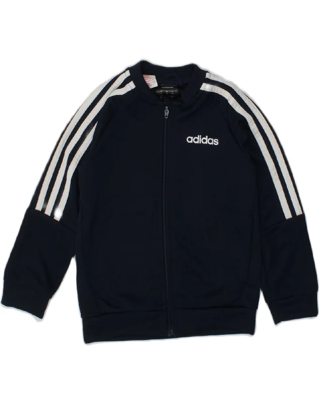 men's athletic jackets -ADIDAS Boys Tracksuit Top Jacket 3-4 Years Navy Blue Polyester