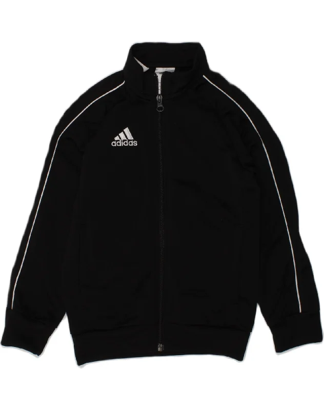 men's quilted jackets -ADIDAS Boys Tracksuit Top Jacket 5-6 Years Black Polyester