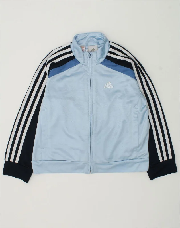 men's fashionable outer jackets -ADIDAS Boys Tracksuit Top Jacket 5-6 Years Blue Colourblock Polyester