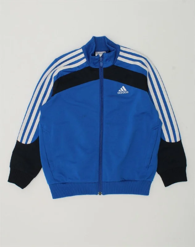 men's lightweight windbreakers -ADIDAS Boys Tracksuit Top Jacket 5-6 Years Blue Colourblock