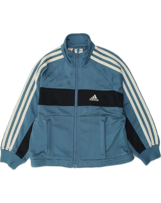 men's softshell jackets -ADIDAS Boys Tracksuit Top Jacket 5-6 Years  Blue Polyester