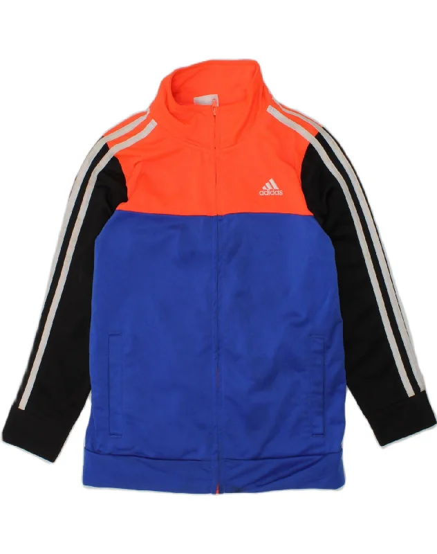 men's formal jackets -ADIDAS Boys Tracksuit Top Jacket 6-7 Years Blue Colourblock Polyester