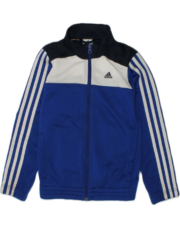 men's military jackets -ADIDAS Boys Tracksuit Top Jacket 7-8 Years Blue Polyester