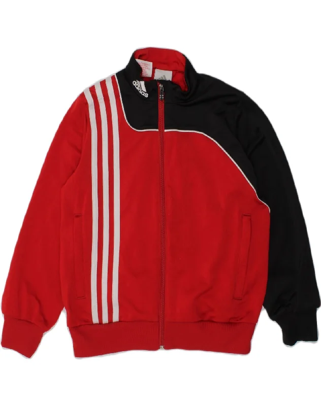 men's packable jackets -ADIDAS Boys Tracksuit Top Jacket 7-8 Years Red Colourblock Polyester