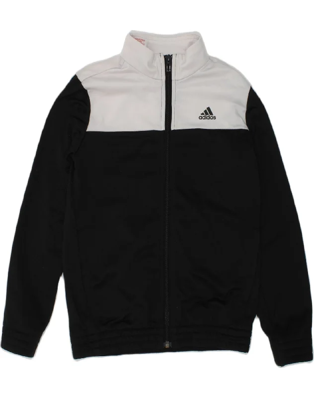 men's softshell winter jackets -ADIDAS Boys Tracksuit Top Jacket 9-10 Years Black Colourblock Polyester