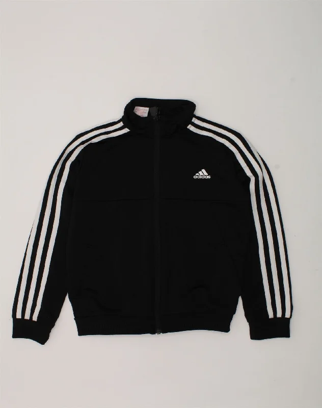 men's stylish parkas -ADIDAS Boys Tracksuit Top Jacket 9-10 Years Black Polyester