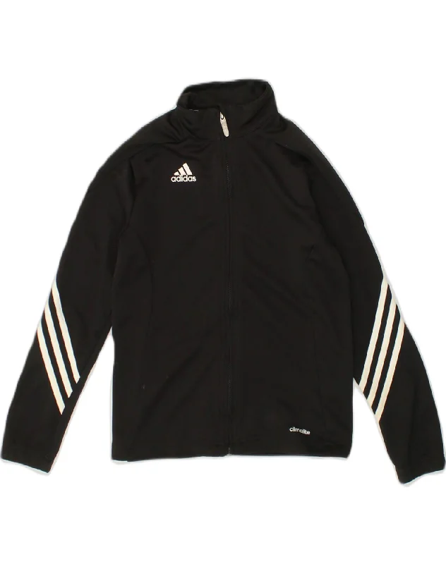 men's casual outerwear jackets -ADIDAS Boys Tracksuit Top Jacket 9-10 Years Black Polyester