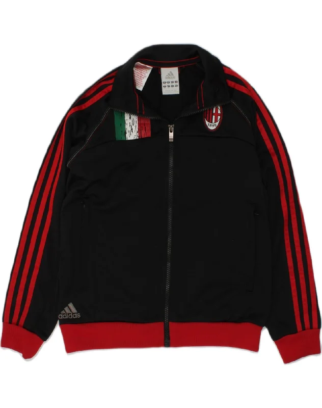 men's sporty jackets -ADIDAS Boys Tracksuit Top Jacket 9-10 Years Black Polyester