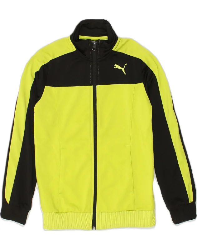 men's casual blazers -ADIDAS Boys Tracksuit Top Jacket 9-10 Years Medium Yellow Polyester