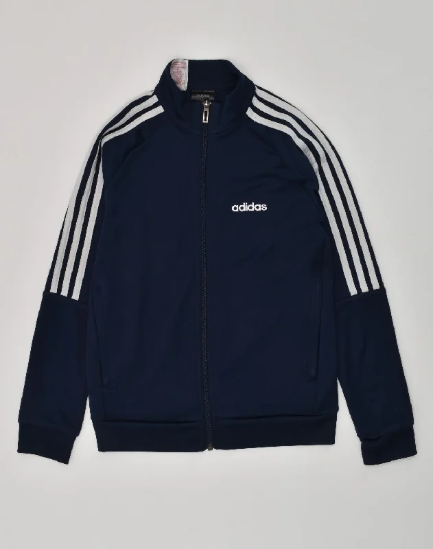 men's athletic jackets -ADIDAS Boys Tracksuit Top Jacket 9-10 Years Navy Blue Polyester