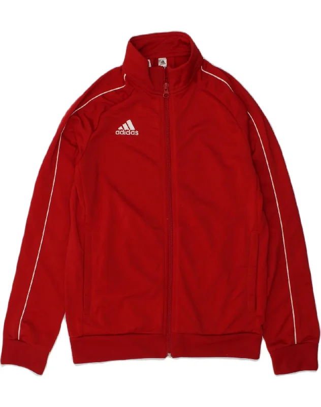 men's outdoor jackets -ADIDAS Boys Tracksuit Top Jacket 9-10 Years Red Polyester