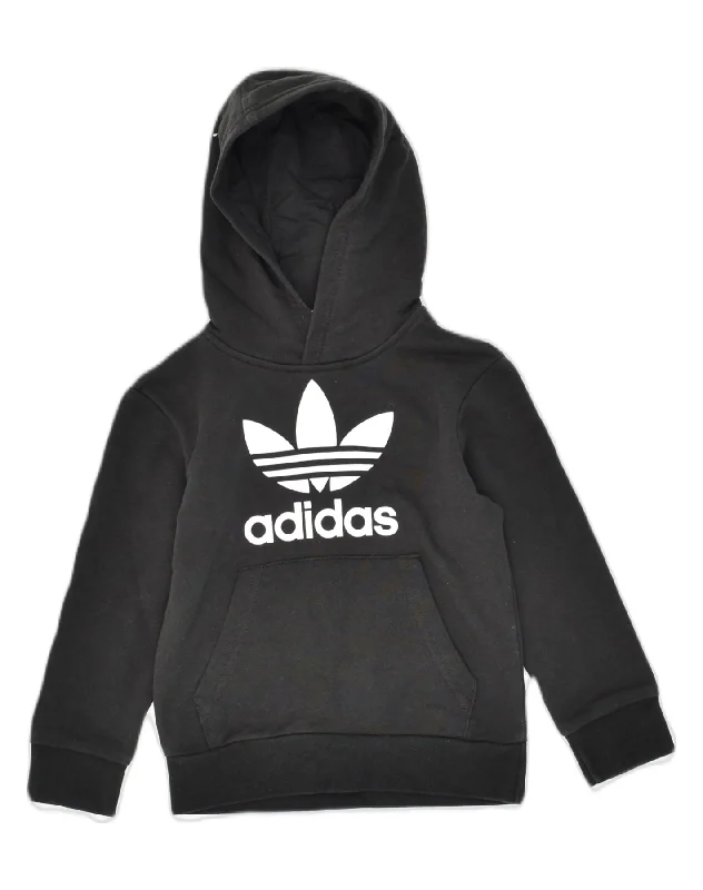 men's cozy fleece sweatshirts -ADIDAS Boys Vincent Graphic Hoodie Jumper 4-5 Years Black Cotton