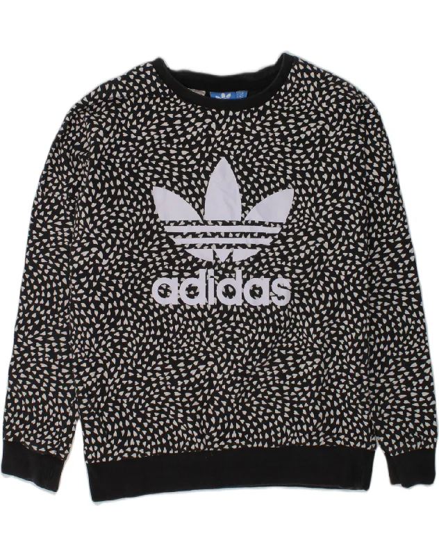 men's hoodie with designs -ADIDAS Girls Crazy Pattern Graphic Sweatshirt Jumper 11-12 Years Black