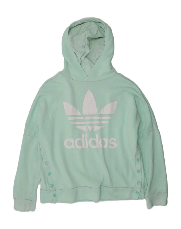 men's hoodie for school wear -ADIDAS Girls Graphic Hoodie Jumper 11-12 Years Green Cotton