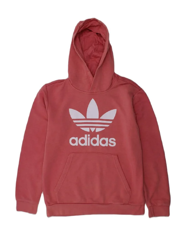 men's athletic hoodies -ADIDAS Girls Graphic Hoodie Jumper 11-12 Years Pink Cotton