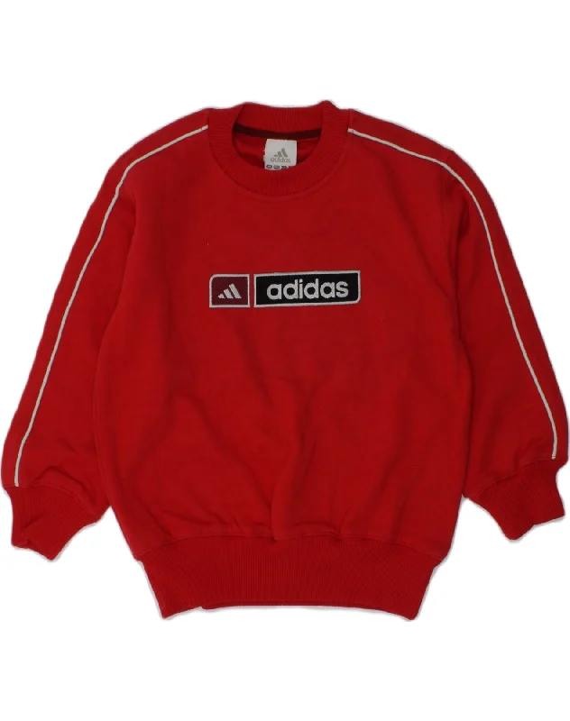 men's thick hoodies for winter -ADIDAS Girls Graphic Sweatshirt Jumper 5-6 Years Red Cotton