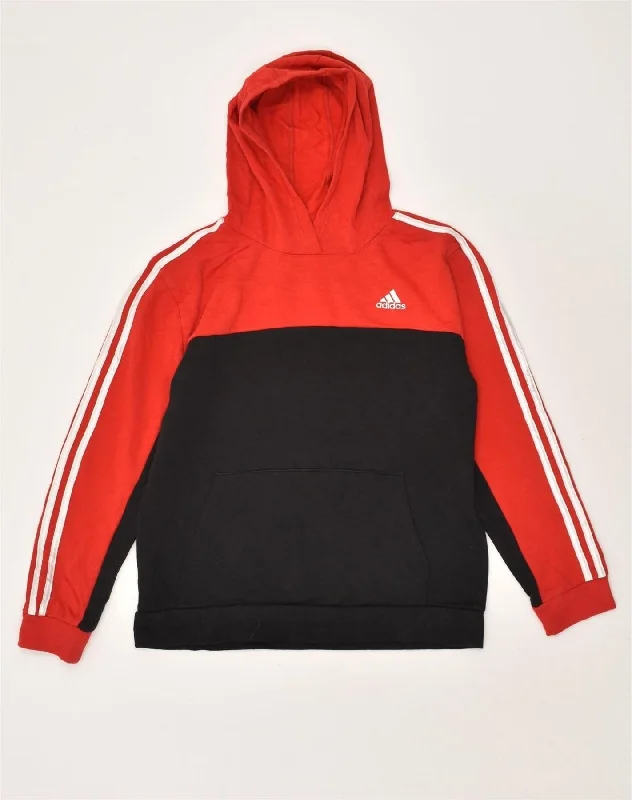 men's long sleeve hoodie -ADIDAS Girls Hoodie Jumper 15-16 Years XL Black Colourblock Cotton