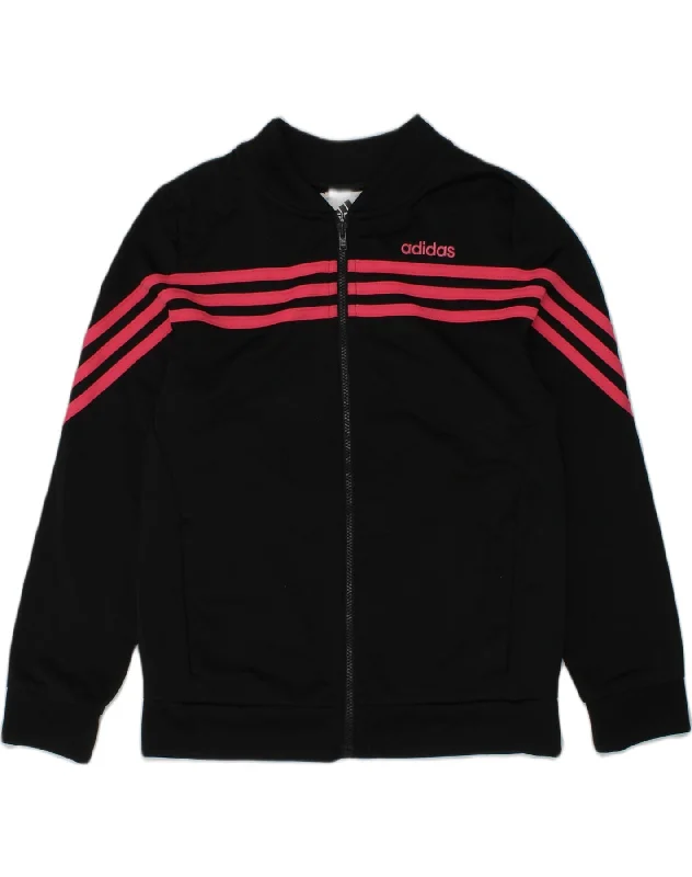 men's softshell winter jackets -ADIDAS Girls Tracksuit Top Jacket 10-11 Years Black Polyester