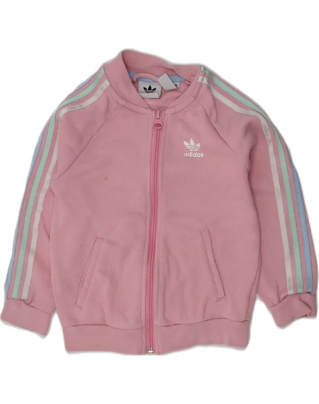 men's classic jackets -ADIDAS Girls Tracksuit Top Jacket 2-3 Years Pink Cotton