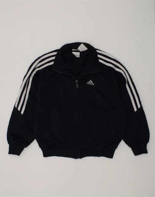 men's hooded jackets -ADIDAS Girls Tracksuit Top Jacket 7-8 Years Navy Blue Polyester