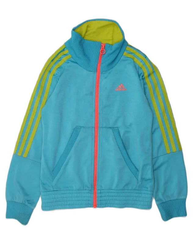 men's wool jackets -ADIDAS Girls Tracksuit Top Jacket 9-10 Years Blue Polyester