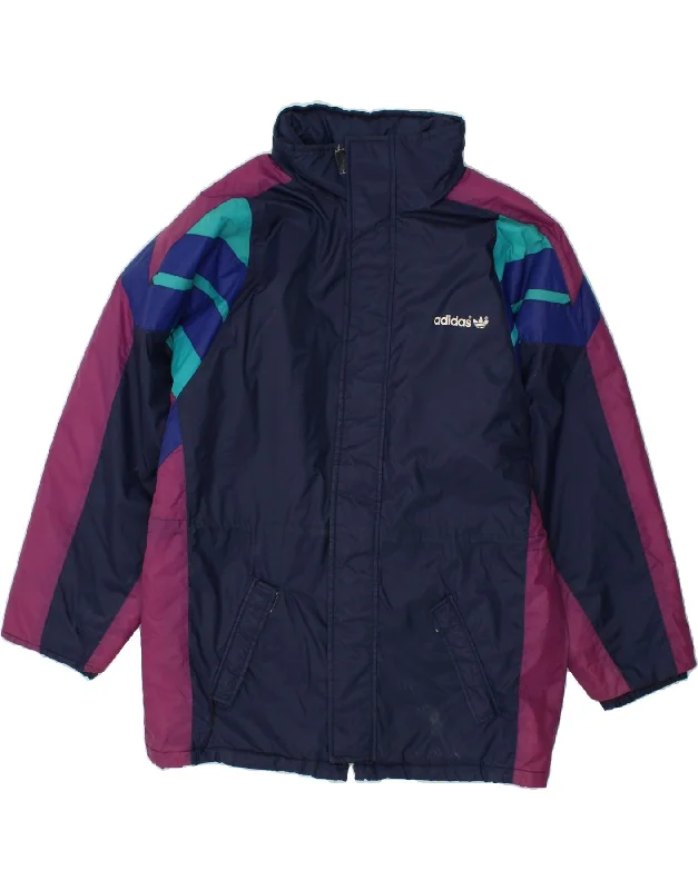 men's softshell winter jackets -ADIDAS Mens Graphic Hooded Rain Jacket UK 42 XL Navy Blue Colourblock