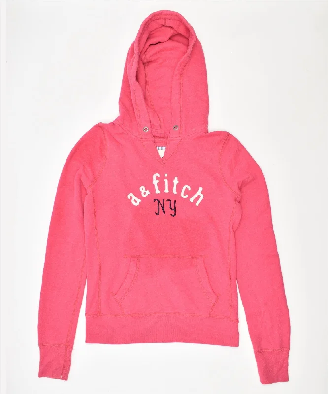 men's cozy fleece sweatshirts -AMBERCROMBIE Girls Graphic Hoodie Jumper 13-14 Years Pink Cotton