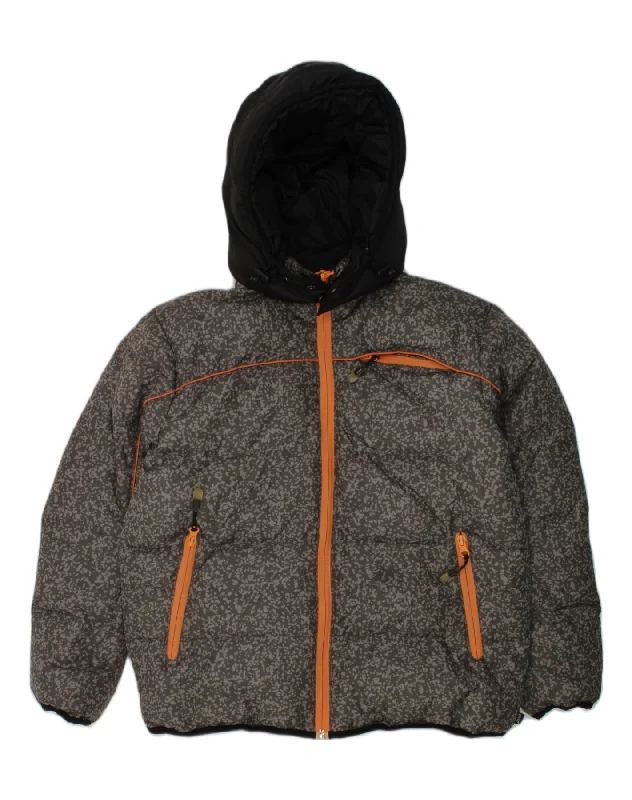 men's stylish jackets for winter -ASICS Boys Hooded Padded Jacket 9-10 Years Grey Polyester