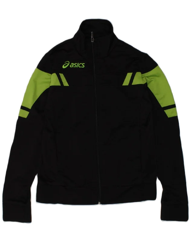 men's stylish parkas -ASICS Boys Tracksuit Top Jacket 9-10 Years Black Polyester