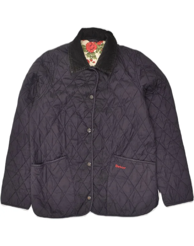 men's outerwear jackets for hiking -BARBOUR Girls Quilted Jacket 10-11 Years Large Navy Blue Polyester